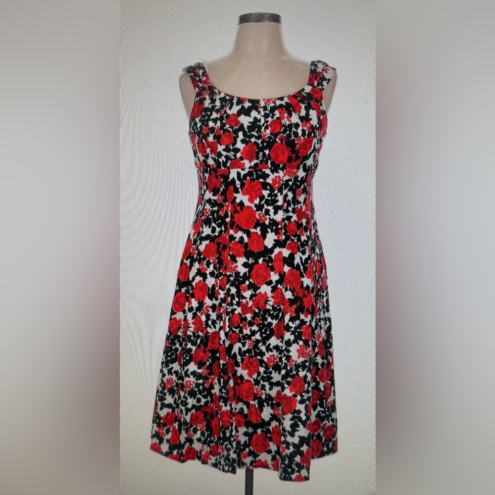 Floral Red and Black Dress